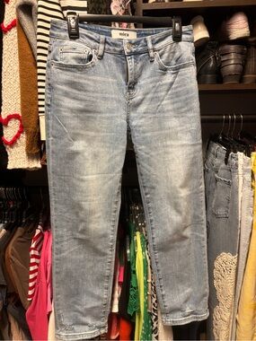 Mica Los Angeles Faded Light Blue Cropped Straight Jeans